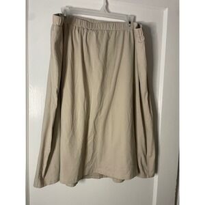 Womens Khaki Elastic Waist‎ Midi Skirt athletic Casual A-Line skort Main Street